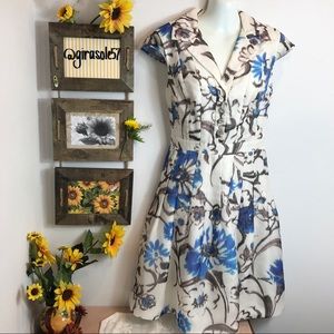 Kay Unger Silk Floral Cap Sleeve Dress Size 6